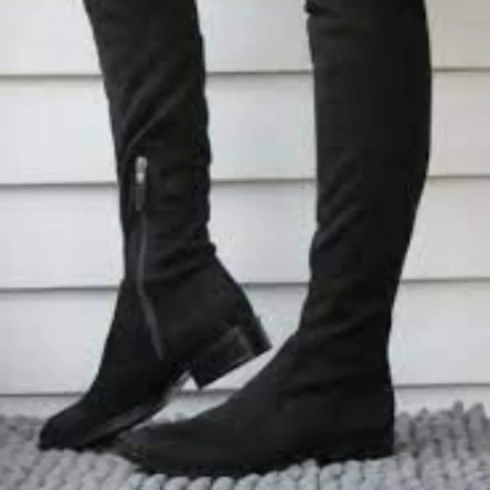LIKE NEW SAM EDELMAN OTK PALOMA BLACK SUEDE BOOTS SIZE 7- RETAIL $398